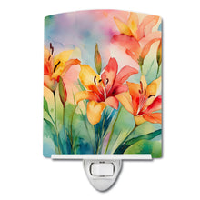 Load image into Gallery viewer, Lilies in Watercolor Ceramic Night Light