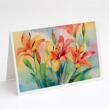Load image into Gallery viewer, Lilies in Watercolor Greeting Cards -  Blank Note Cards – 8-Pack of Artist-Designed Cards with Envelopes