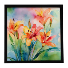 Load image into Gallery viewer, Lilies in Watercolor Framed Metal Print