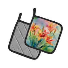 Load image into Gallery viewer, Lilies in Watercolor Pot Holders - Set of 2 Decorative Kitchen Helpers | Made in the USA