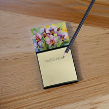 Load image into Gallery viewer, Orchids in Watercolor Sticky Note Holder- Refiilable Desk Accessory Note Pad
