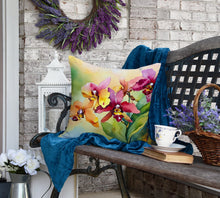 Load image into Gallery viewer, Orchids in Watercolor Throw Pillow
