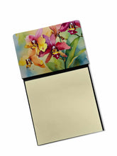 Load image into Gallery viewer, Orchids in Watercolor Sticky Note Holder- Refiilable Desk Accessory Note Pad