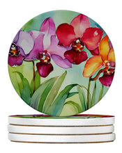 Load image into Gallery viewer, Orchids in Watercolor Large Sandstone Coasters Pack of 4