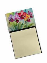 Load image into Gallery viewer, Orchids in Watercolor Sticky Note Holder- Refiilable Desk Accessory Note Pad