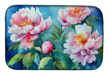 Load image into Gallery viewer, Peonies in Watercolor Dish Drying Mat