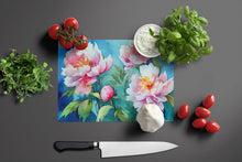 Load image into Gallery viewer, Peonies in Watercolor Glass Cutting Boards – Durable, Decorative Kitchen Art Large