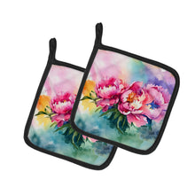 Load image into Gallery viewer, Peonies in Watercolor Pot Holders - Set of 2 Decorative Kitchen Helpers | Made in the USA