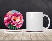 Load image into Gallery viewer, Peonies in Watercolor Large Sandstone Coasters Pack of 4