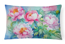 Load image into Gallery viewer, Peonies in Watercolor Fabric Decorative Pillow