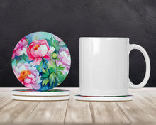 Load image into Gallery viewer, Peonies in Watercolor Large Sandstone Coasters Pack of 4