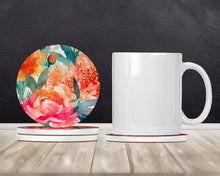 Load image into Gallery viewer, Peonies in Watercolor Large Sandstone Coasters Pack of 4