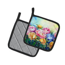 Load image into Gallery viewer, Peonies in Watercolor Pot Holders - Set of 2 Decorative Kitchen Helpers | Made in the USA