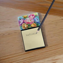 Load image into Gallery viewer, Peonies in Watercolor Sticky Note Holder- Refiilable Desk Accessory Note Pad