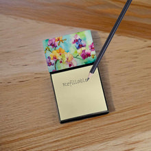 Load image into Gallery viewer, Orchids in Watercolor Sticky Note Holder- Refiilable Desk Accessory Note Pad