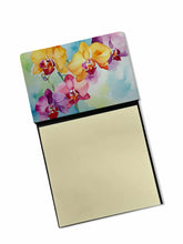 Load image into Gallery viewer, Orchids in Watercolor Sticky Note Holder- Refiilable Desk Accessory Note Pad