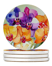 Load image into Gallery viewer, Orchids in Watercolor Large Sandstone Coasters Pack of 4