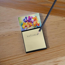 Load image into Gallery viewer, Orchids in Watercolor Sticky Note Holder- Refiilable Desk Accessory Note Pad