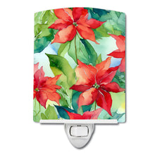 Load image into Gallery viewer, Poinsettias in Watercolor Ceramic Night Light