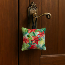 Load image into Gallery viewer, Poinsettias in Watercolor Hanging Square Fabric Ornament 3.5 × 3.5
