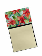 Load image into Gallery viewer, Poinsettias in Watercolor Sticky Note Holder- Refiilable Desk Accessory Note Pad