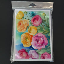 Load image into Gallery viewer, Ranunculus in Watercolor Greeting Cards -  Blank Note Cards – 8-Pack of Artist-Designed Cards with Envelopes