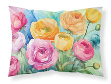 Load image into Gallery viewer, Ranunculus in Watercolor Fabric Standard Pillowcase – Artistic Decorative Front, White Back