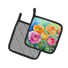 Load image into Gallery viewer, Ranunculus in Watercolor Pot Holders - Set of 2 Decorative Kitchen Helpers | Made in the USA