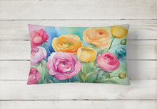 Load image into Gallery viewer, Ranunculus in Watercolor Fabric Decorative Pillow