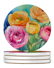 Load image into Gallery viewer, Ranunculus in Watercolor Large Sandstone Coasters Pack of 4