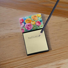 Load image into Gallery viewer, Ranunculus in Watercolor Sticky Note Holder- Refiilable Desk Accessory Note Pad