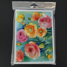 Load image into Gallery viewer, Ranunculus in Watercolor Greeting Cards -  Blank Note Cards – 8-Pack of Artist-Designed Cards with Envelopes