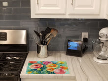 Load image into Gallery viewer, Ranunculus in Watercolor Glass Cutting Boards – Durable, Decorative Kitchen Art Large