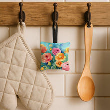 Load image into Gallery viewer, Ranunculus in Watercolor Hanging Square Fabric Ornament 3.5 × 3.5