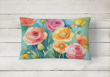 Load image into Gallery viewer, Ranunculus in Watercolor Fabric Decorative Pillow