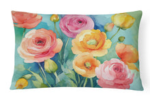 Load image into Gallery viewer, Ranunculus in Watercolor Fabric Decorative Pillow