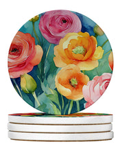 Load image into Gallery viewer, Ranunculus in Watercolor Large Sandstone Coasters Pack of 4