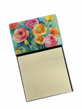 Load image into Gallery viewer, Ranunculus in Watercolor Sticky Note Holder- Refiilable Desk Accessory Note Pad