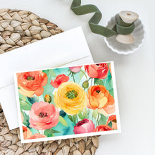 Load image into Gallery viewer, Ranunculus in Watercolor Greeting Cards -  Blank Note Cards – 8-Pack of Artist-Designed Cards with Envelopes