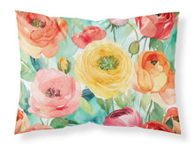 Load image into Gallery viewer, Ranunculus in Watercolor Fabric Standard Pillowcase – Artistic Decorative Front, White Back