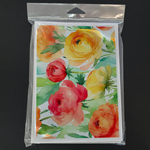Load image into Gallery viewer, Ranunculus in Watercolor Greeting Cards -  Blank Note Cards – 8-Pack of Artist-Designed Cards with Envelopes