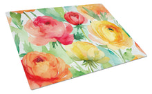 Load image into Gallery viewer, Ranunculus in Watercolor Glass Cutting Boards – Durable, Decorative Kitchen Art Large