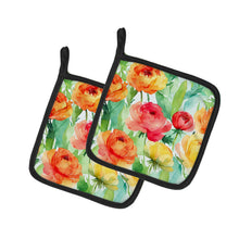 Load image into Gallery viewer, Ranunculus in Watercolor Pot Holders - Set of 2 Decorative Kitchen Helpers | Made in the USA