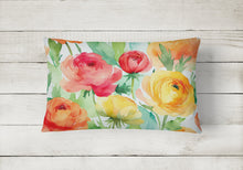 Load image into Gallery viewer, Ranunculus in Watercolor Fabric Decorative Pillow