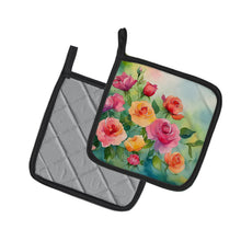 Load image into Gallery viewer, Roses in Watercolor Pot Holders - Set of 2 Decorative Kitchen Helpers | Made in the USA