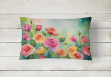 Load image into Gallery viewer, Roses in Watercolor Fabric Decorative Pillow