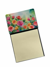 Load image into Gallery viewer, Roses in Watercolor Sticky Note Holder- Refiilable Desk Accessory Note Pad
