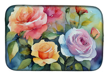 Load image into Gallery viewer, Roses in Watercolor Dish Drying Mat