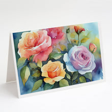 Load image into Gallery viewer, Roses in Watercolor Greeting Cards -  Blank Note Cards – 8-Pack of Artist-Designed Cards with Envelopes