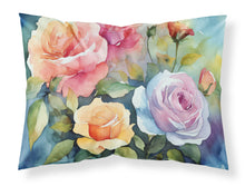 Load image into Gallery viewer, Roses in Watercolor Fabric Standard Pillowcase – Artistic Decorative Front, White Back